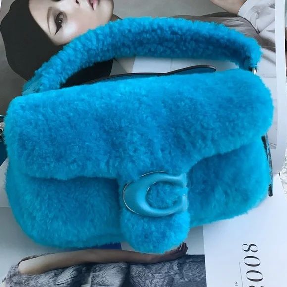 πππ COACH THE LIL NAS X DROP TABBY 18 SHEARLING/LEATHER SHOULDER BAG - Picture 12 of 15